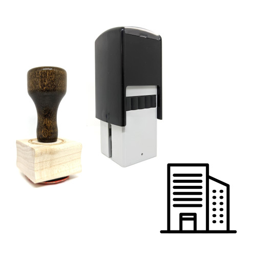 "Office Tower" rubber stamp with 3 sample imprints of the image