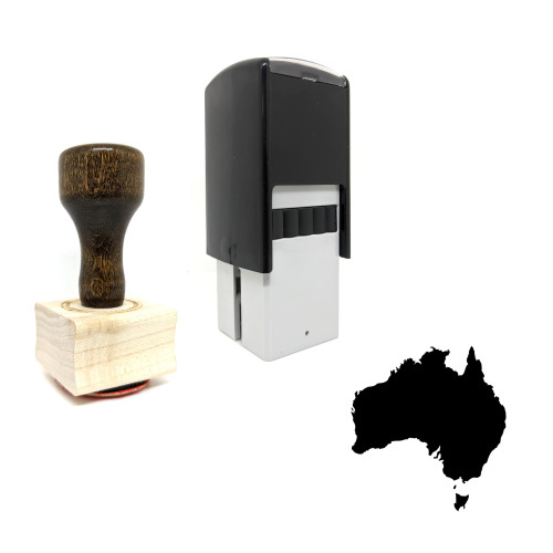 "Australia" rubber stamp with 3 sample imprints of the image