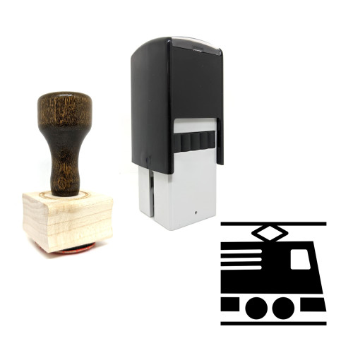 "Locomotive" rubber stamp with 3 sample imprints of the image