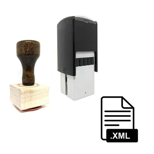 "XML File" rubber stamp with 3 sample imprints of the image