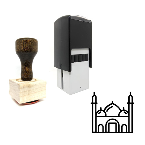 "Mosque" rubber stamp with 3 sample imprints of the image