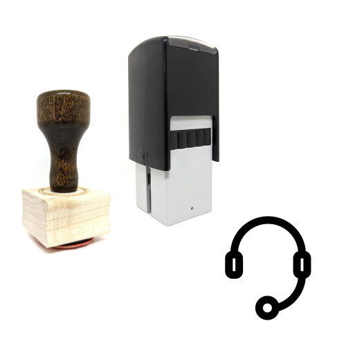 "Headset" rubber stamp with 3 sample imprints of the image