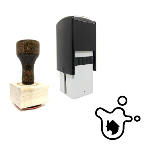 "Egging" rubber stamp with 3 sample imprints of the image