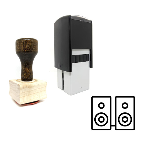 "Speakers" rubber stamp with 3 sample imprints of the image