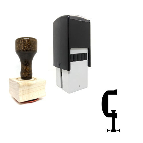 "Clamp" rubber stamp with 3 sample imprints of the image