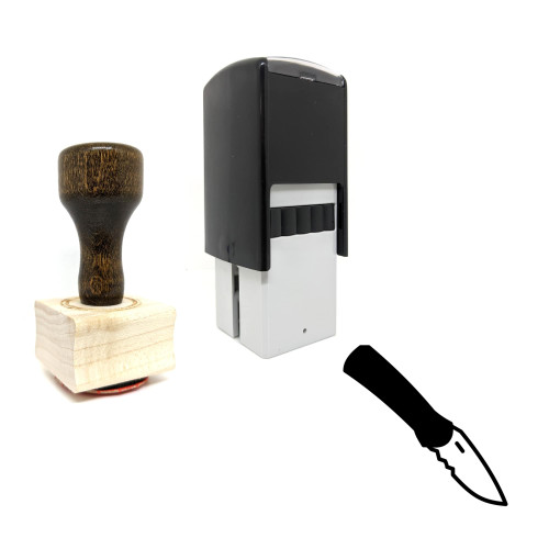 "Knife" rubber stamp with 3 sample imprints of the image