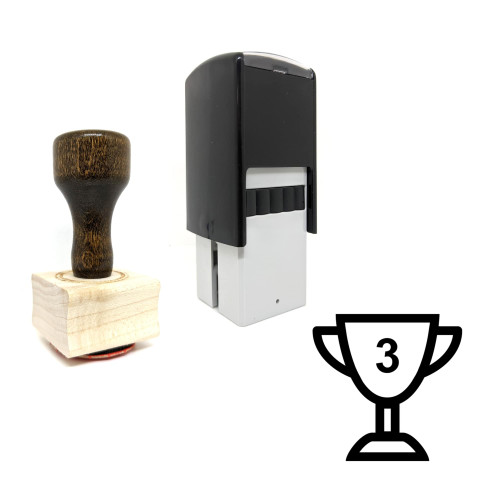 "3Rd Place Trophy" rubber stamp with 3 sample imprints of the image