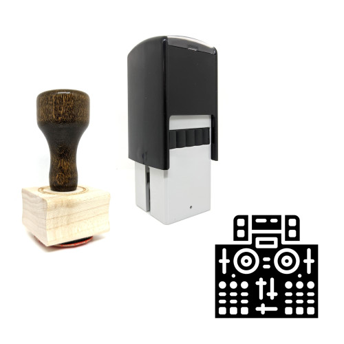 "DJ Controller" rubber stamp with 3 sample imprints of the image