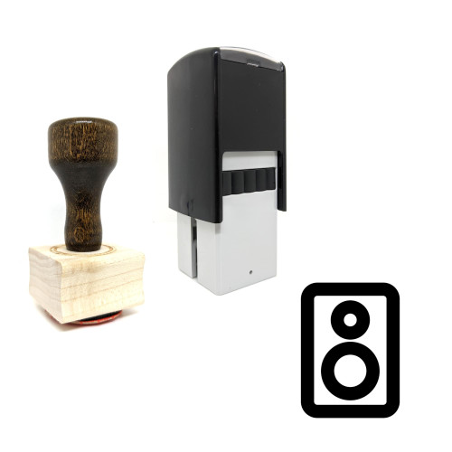 "Speaker Box" rubber stamp with 3 sample imprints of the image