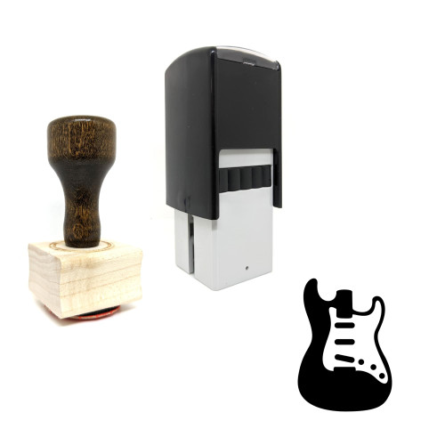 "Electric Guitar Body" rubber stamp with 3 sample imprints of the image