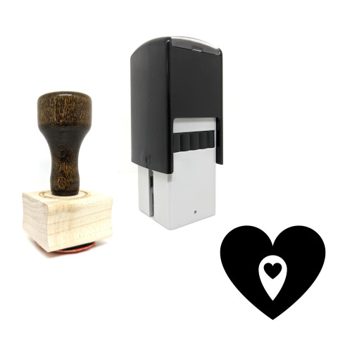"Heart Location" rubber stamp with 3 sample imprints of the image