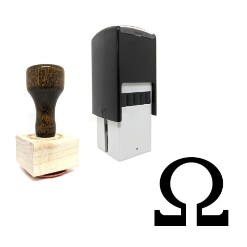 "Omega" rubber stamp with 3 sample imprints of the image