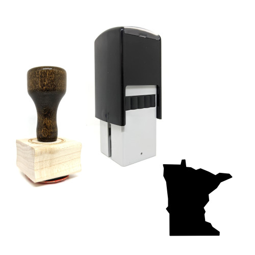 "Minnesota" rubber stamp with 3 sample imprints of the image