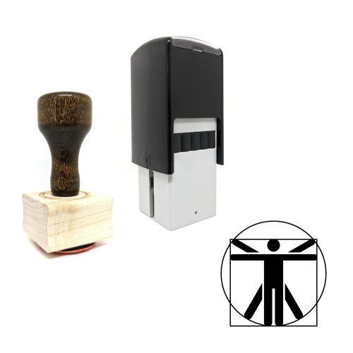 "Vitruvian Man" rubber stamp with 3 sample imprints of the image