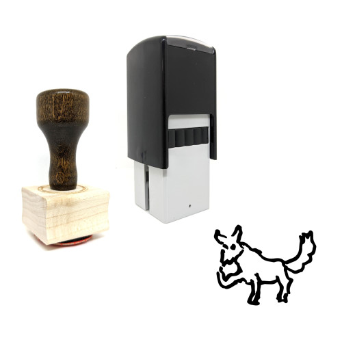 "Dog Licking Paw" rubber stamp with 3 sample imprints of the image