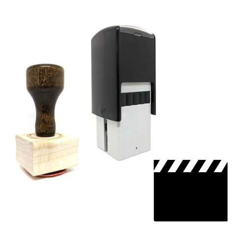 "Movie Clap" rubber stamp with 3 sample imprints of the image