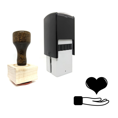 "Give Me Love" rubber stamp with 3 sample imprints of the image