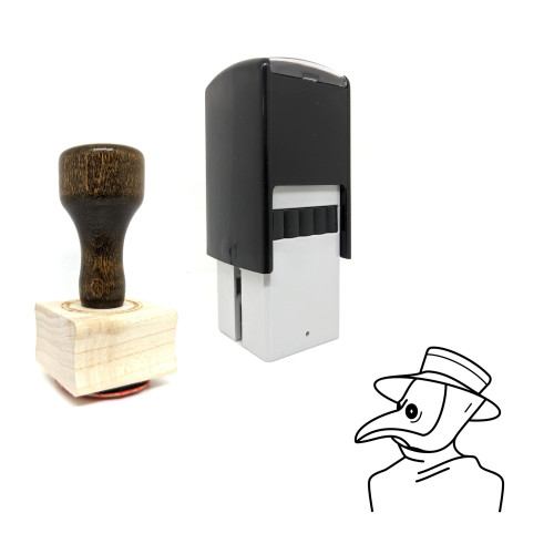 "Plague Doctor" rubber stamp with 3 sample imprints of the image