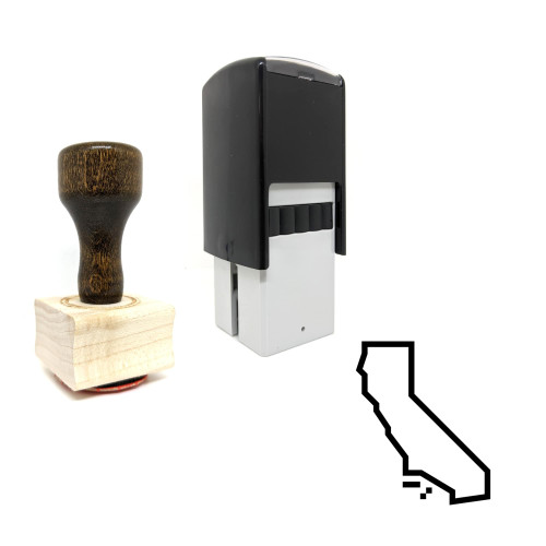 "California" rubber stamp with 3 sample imprints of the image