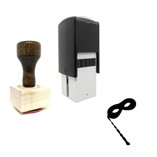 "Mask" rubber stamp with 3 sample imprints of the image