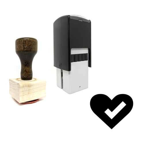 "Heart Check Mark" rubber stamp with 3 sample imprints of the image