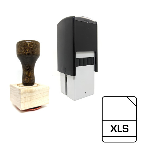 "XLS" rubber stamp with 3 sample imprints of the image