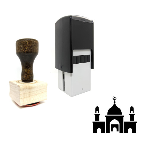 "Mosque" rubber stamp with 3 sample imprints of the image