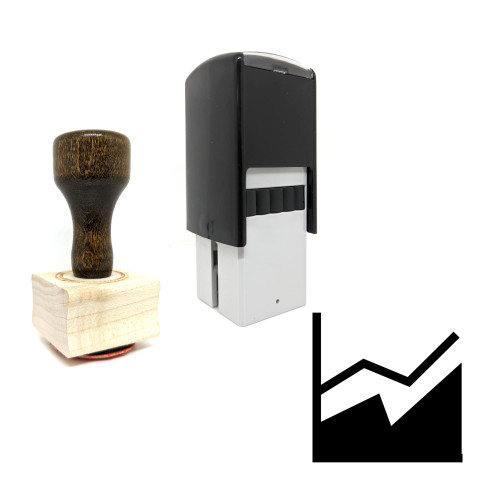 "Line Graph And Area Chart" rubber stamp with 3 sample imprints of the image