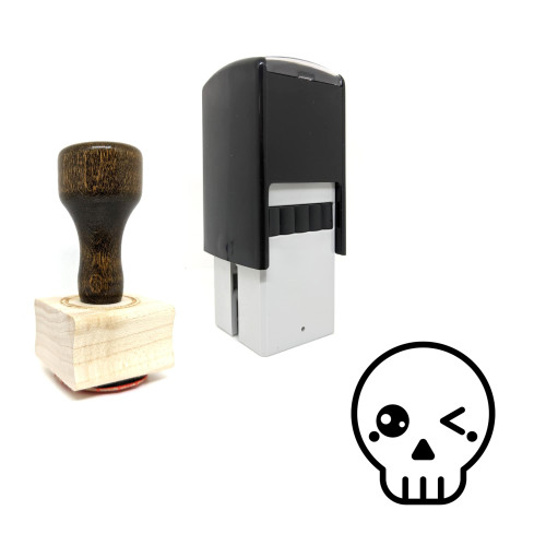 "Winking Skull" rubber stamp with 3 sample imprints of the image