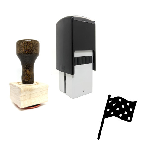 "Finish Flag" rubber stamp with 3 sample imprints of the image