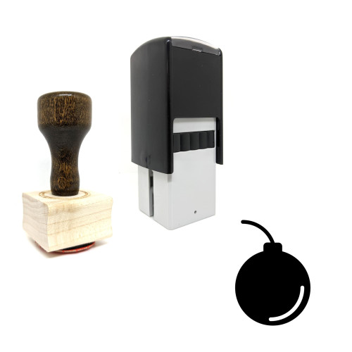 "Bomb" rubber stamp with 3 sample imprints of the image