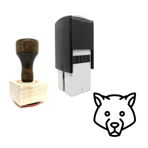 "Wolf" rubber stamp with 3 sample imprints of the image