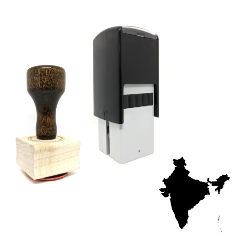 "India" rubber stamp with 3 sample imprints of the image