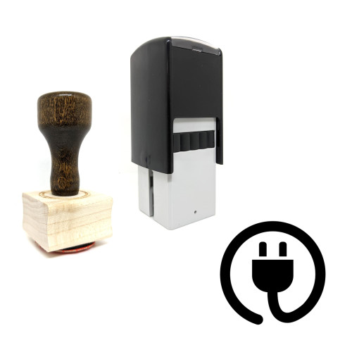 "Plug" rubber stamp with 3 sample imprints of the image