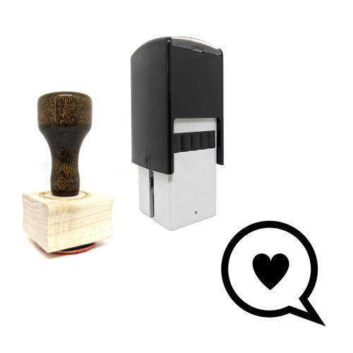 "Love Chat" rubber stamp with 3 sample imprints of the image