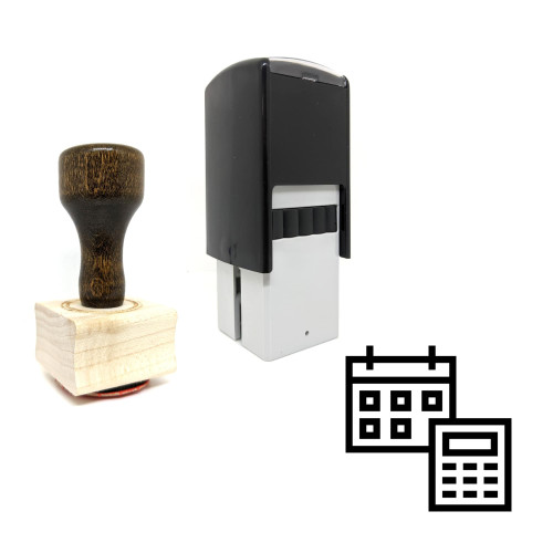 "Calculator And Calendar" rubber stamp with 3 sample imprints of the image