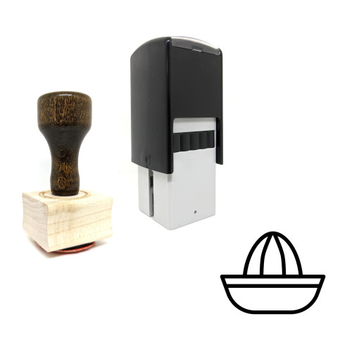 "Juicer" rubber stamp with 3 sample imprints of the image