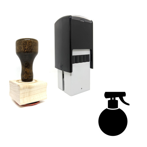 "Spray Bottle" rubber stamp with 3 sample imprints of the image