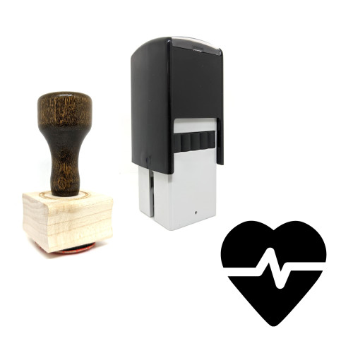 "Heartbeat" rubber stamp with 3 sample imprints of the image