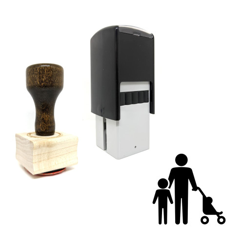 "Parent And Child" rubber stamp with 3 sample imprints of the image