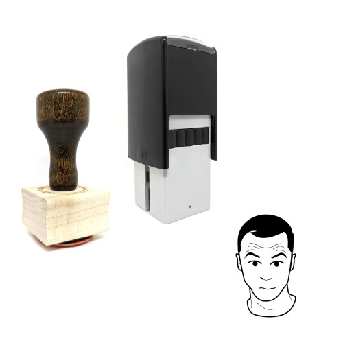 "Sheldon Cooper" rubber stamp with 3 sample imprints of the image