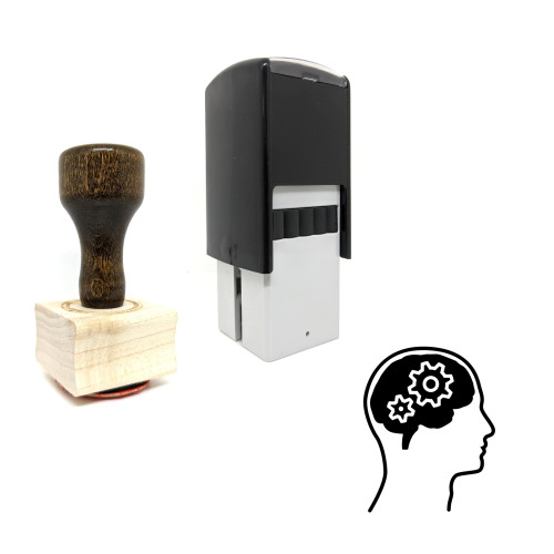 "Thinking" rubber stamp with 3 sample imprints of the image