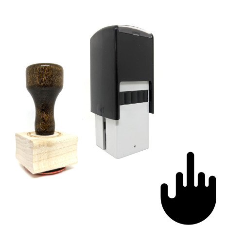 "Middle Finger" rubber stamp with 3 sample imprints of the image