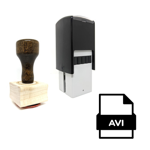 "AVI File" rubber stamp with 3 sample imprints of the image