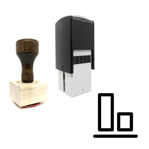 "Vertical Align Bottom" rubber stamp with 3 sample imprints of the image