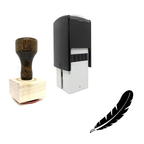 "Feather" rubber stamp with 3 sample imprints of the image