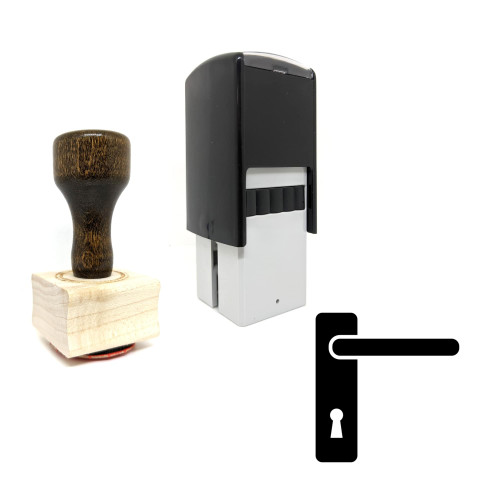 "Handle" rubber stamp with 3 sample imprints of the image