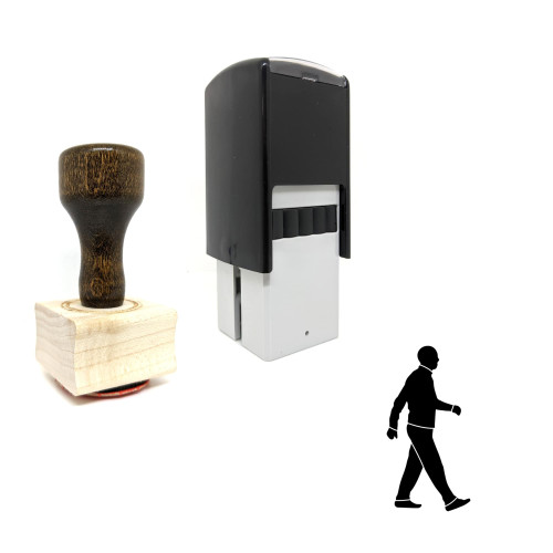 "Man Walking" rubber stamp with 3 sample imprints of the image