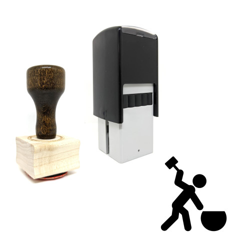 "Worker" rubber stamp with 3 sample imprints of the image