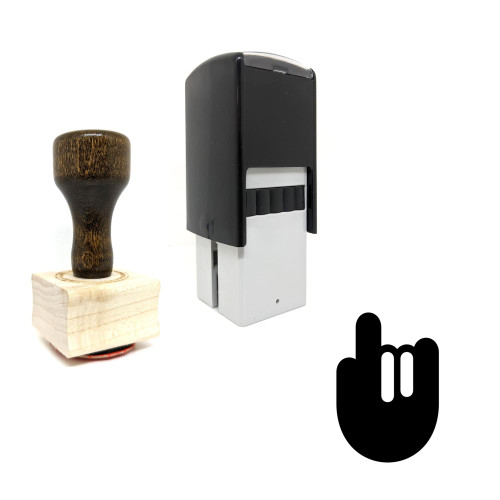 "Rock On" rubber stamp with 3 sample imprints of the image